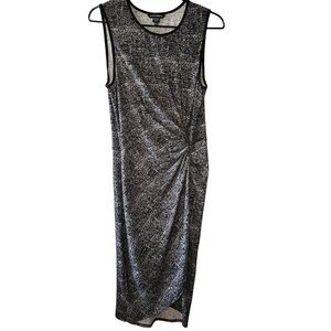 Maggie London Sleeveless Black Faux Wrap Twist Midi Dress size US 8